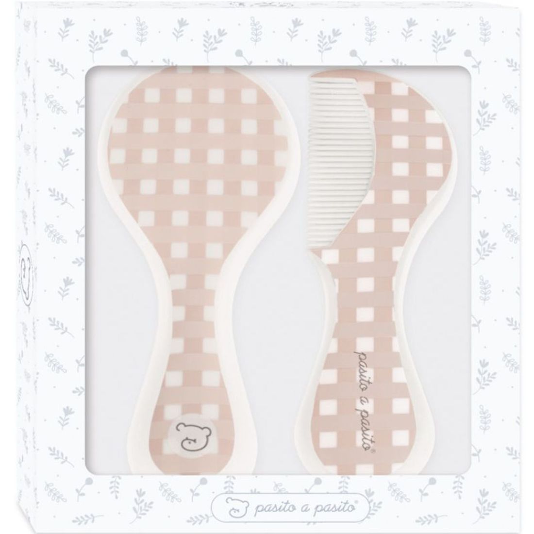 Brosse et peigne carrés Vichy rose (Pasito a pasito) - Image 4
