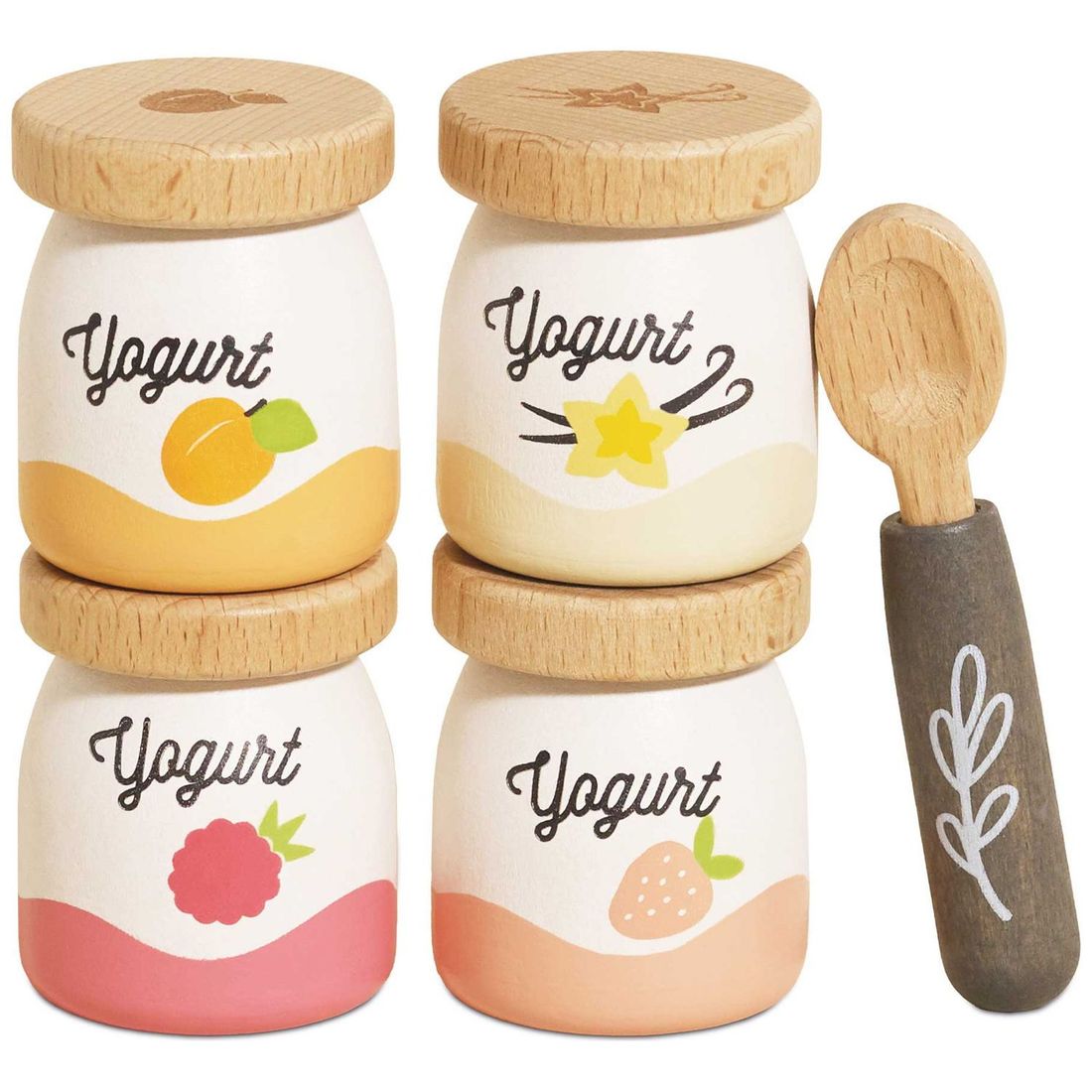 Pack de 4 yaourts et cuillère en bois FSC (Le Toy Van) - Couverture