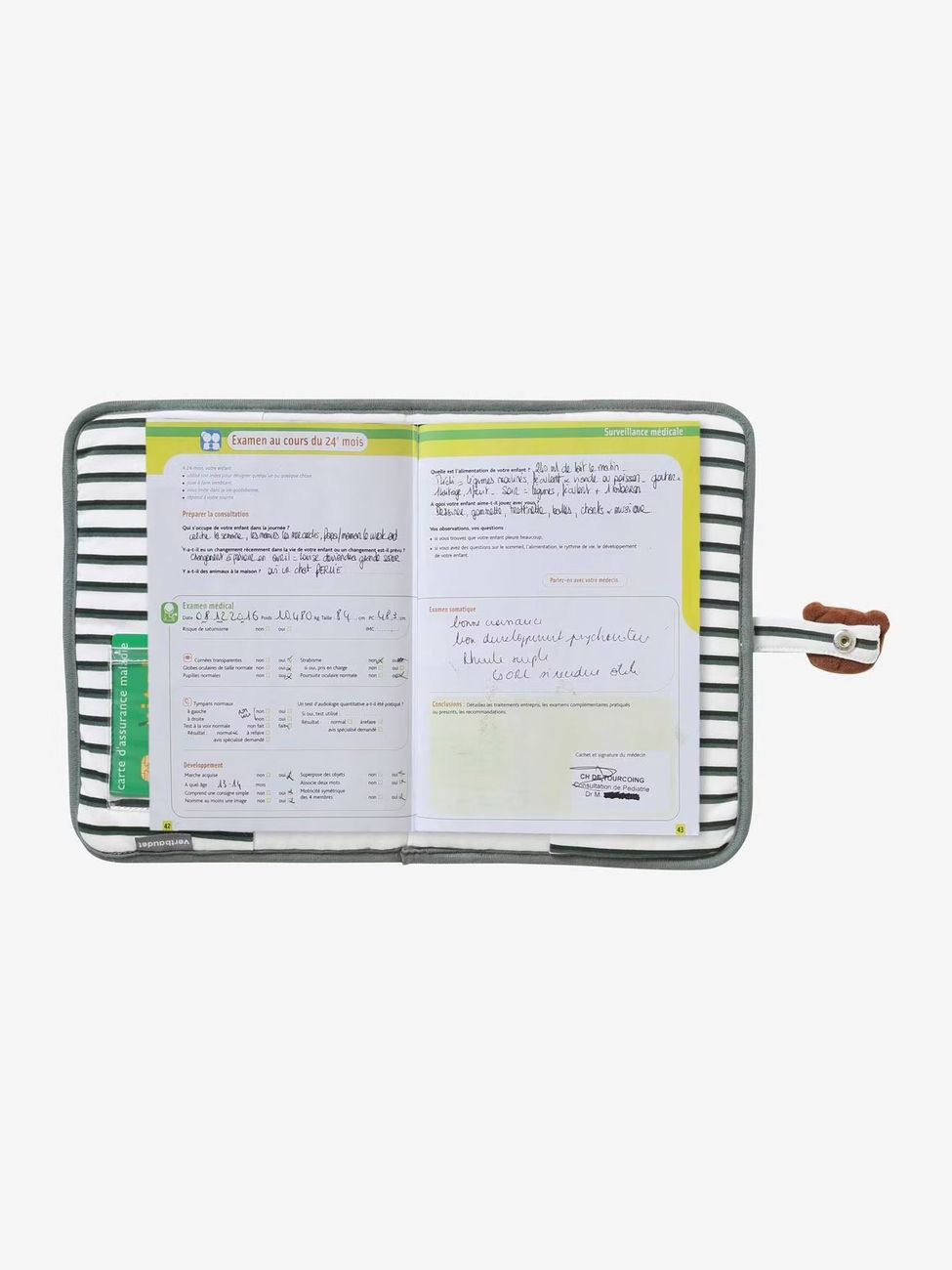 Protège carnet de santé rayé green forest (Vertbaudet) - Image 2