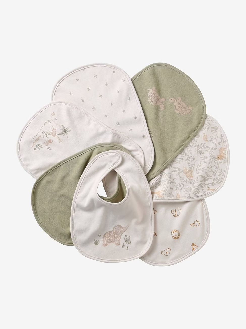 Lot 7 bavoirs naissance en coton bio* babylone (Vertbaudet) - Couverture