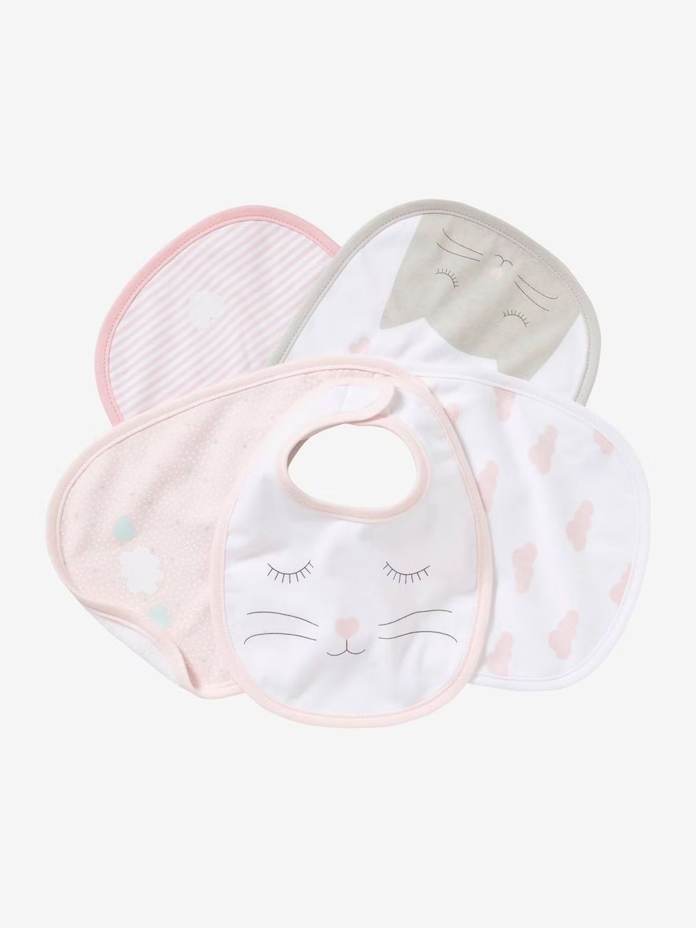 Lot de 5 bavoirs naissance lot chat rose (Vertbaudet) - Couverture