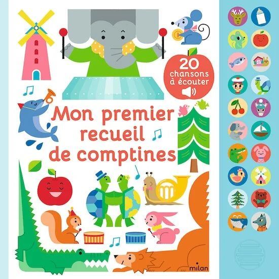 Mon grand livre sonore - Mon premier recueil de comptines (Milan) - Couverture