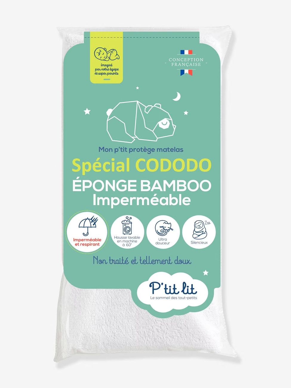 Alèse imperméable Bamboo non traitée spéciale CODODO P'TIT LIT blanc (P'Tit Lit) - Couverture