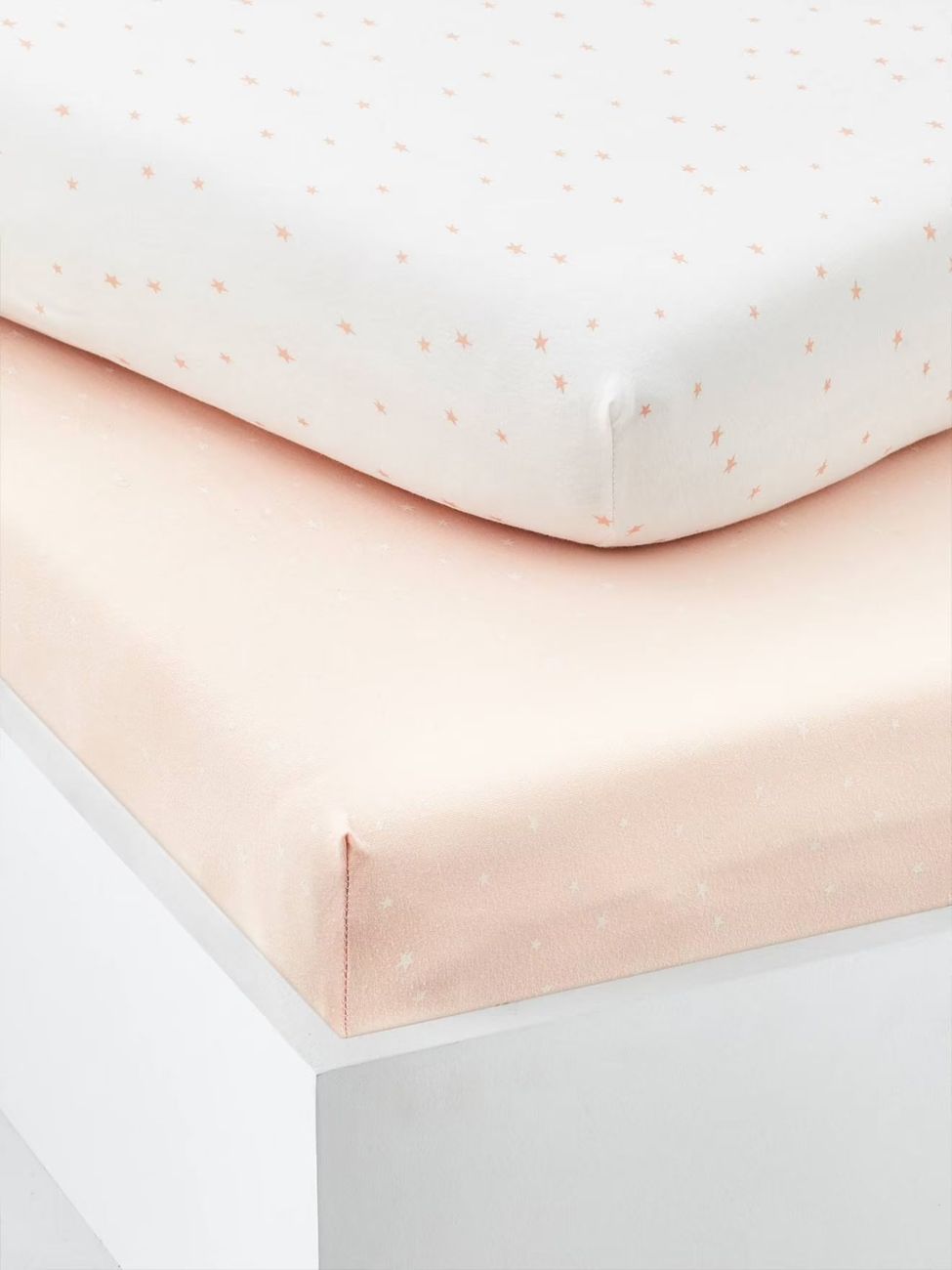 Lot de 2 draps-housses bébé en coton rose pâle (Vertbaudet) - Couverture