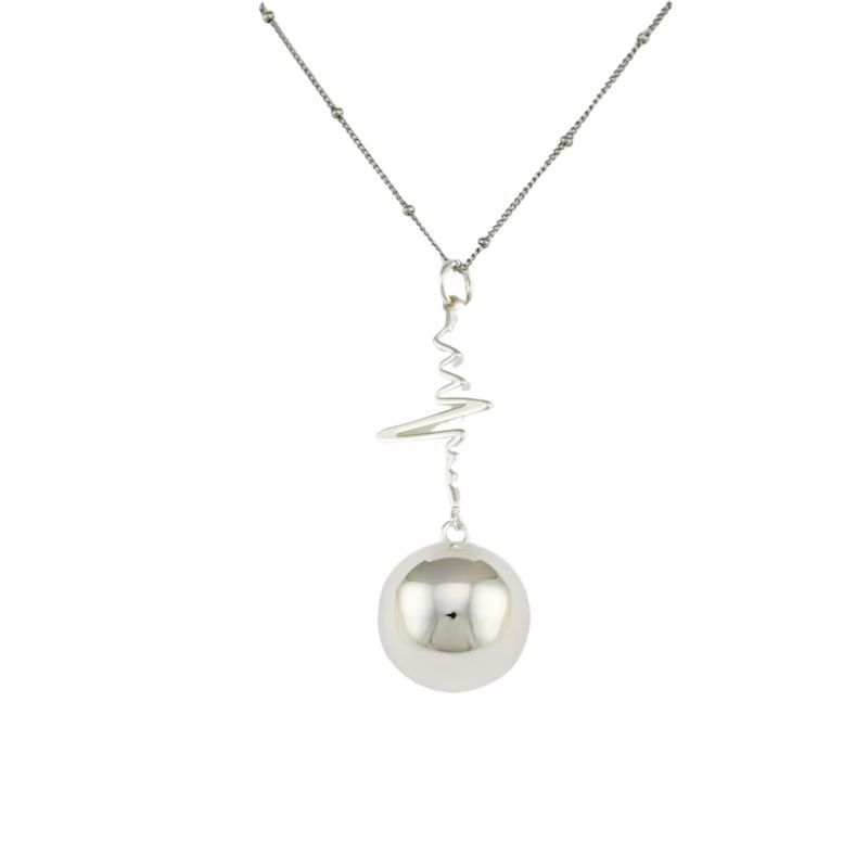 Bijou de grossesse bola avec chaîne - spirales argent (Babireva) - Image 1