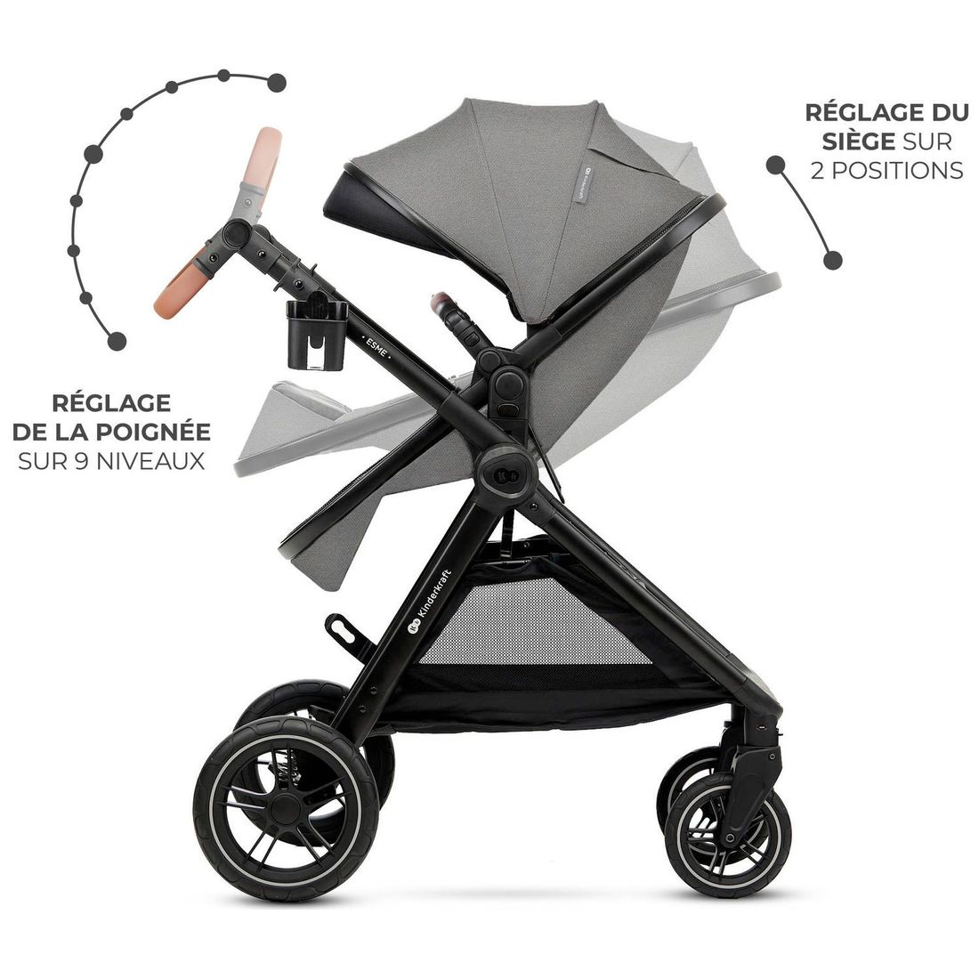 Poussette Esme Pro 3 en 1 Moonlight Grey (Kinderkraft) - Image 5