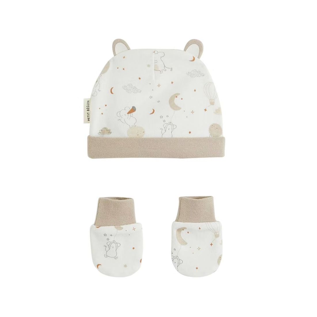 Bonnet Bébé Et Moufles Eliah Ecru (Petit Beguin) - Image 1