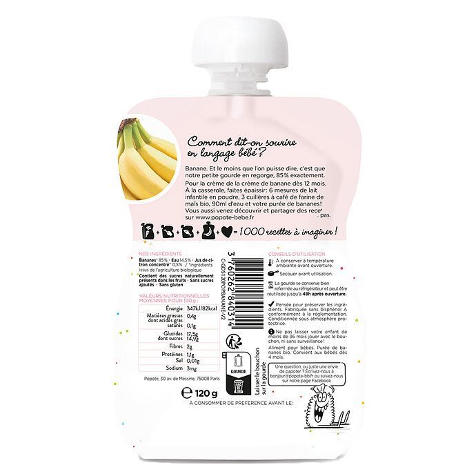 Gourde Repas Bio Banane - 120 g (Popote) - Image 3