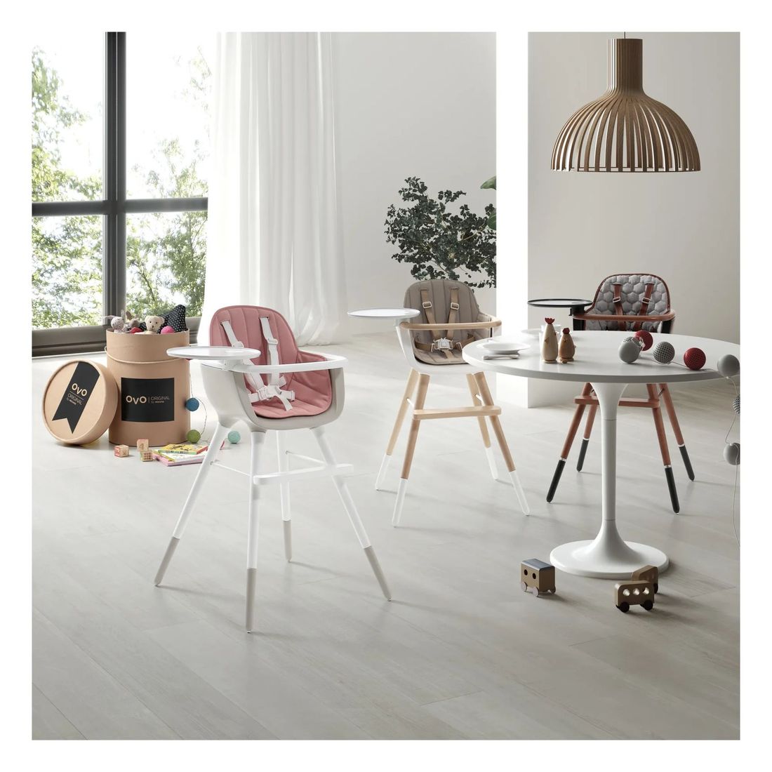 Micuna - Chaise haute OVO LUXE ONE harnais en simili cuir beige (Micuna) - Image 2