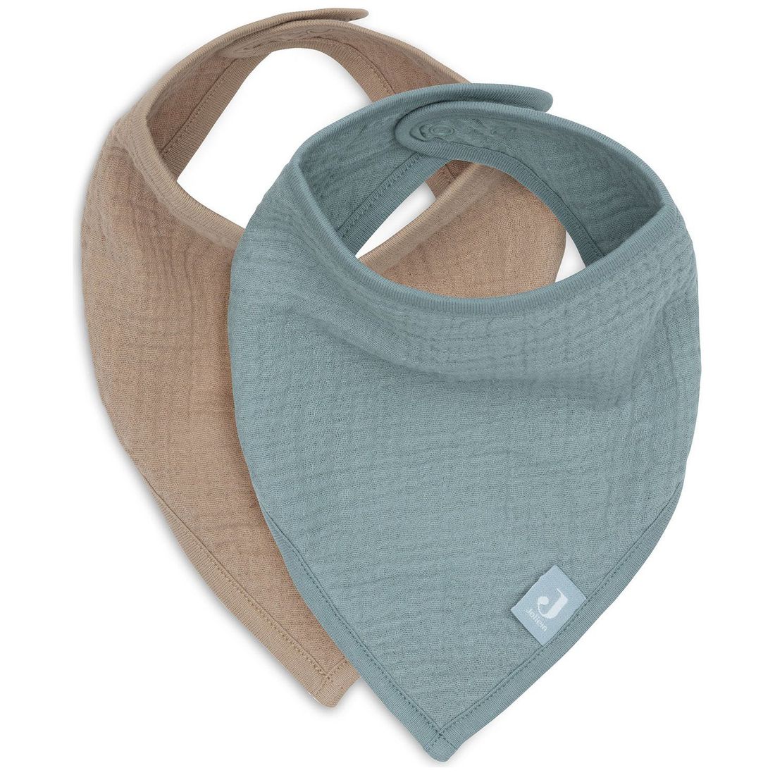 Lot de 2 bavoirs bandana gaze de coton Sea Green-Biscuit (Jollein) - Couverture
