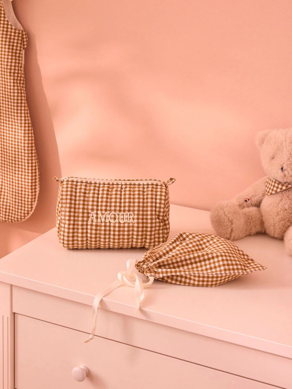 Trousse de toilette en coton vichy (Cyrillus) - Image 4