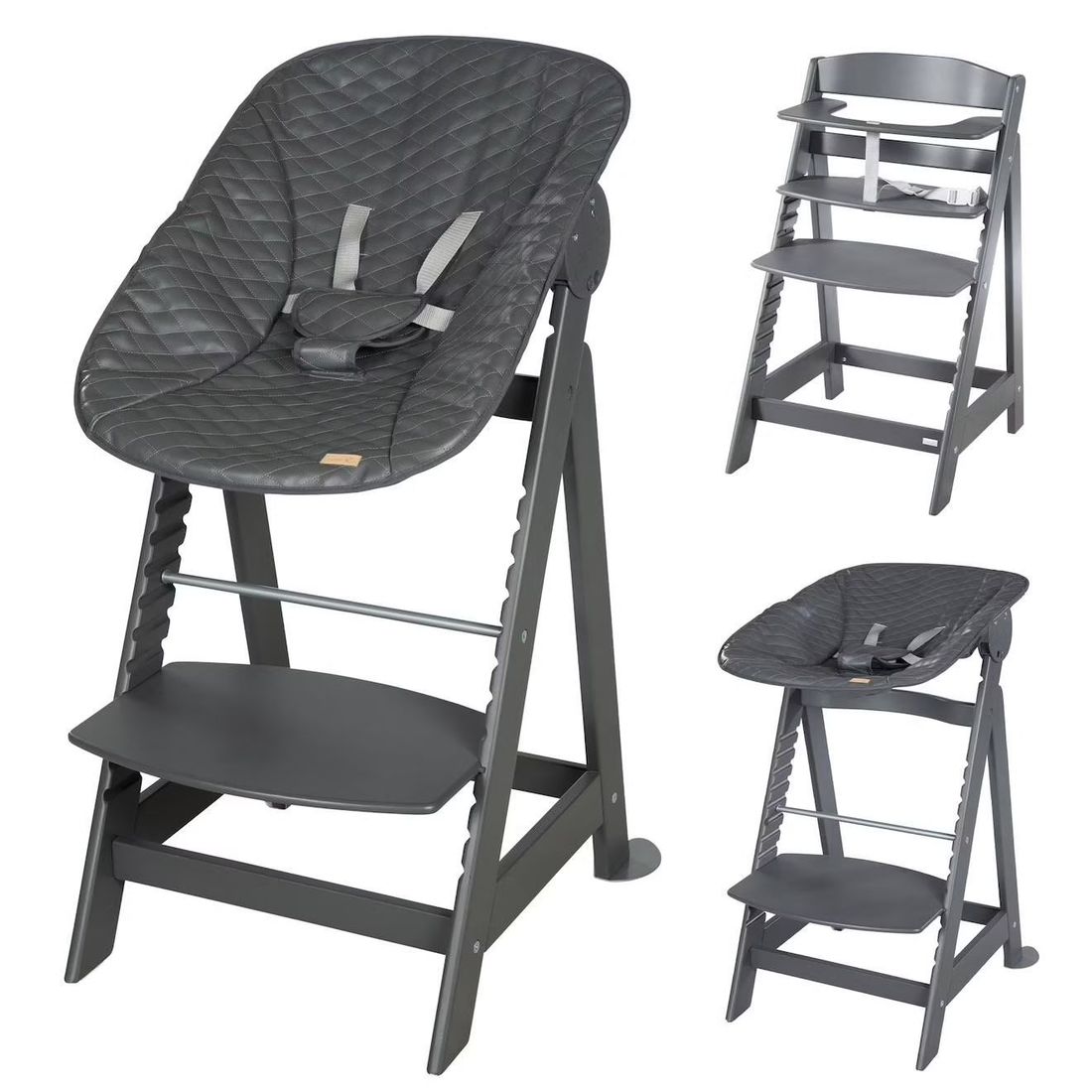 Chaise Haute Évolutive Et Inclinable Avec Transat Déperlant Born Up Anthracite - Graphite (Roba) - Couverture