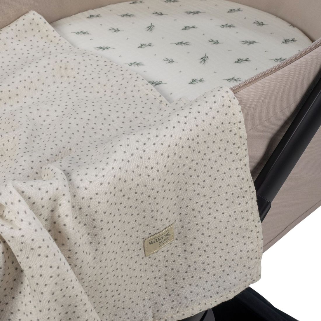 Drap-housse pour nacelle + lange Mimosa Vert (35 x 82 cm) (Walking Mum) - Image 4