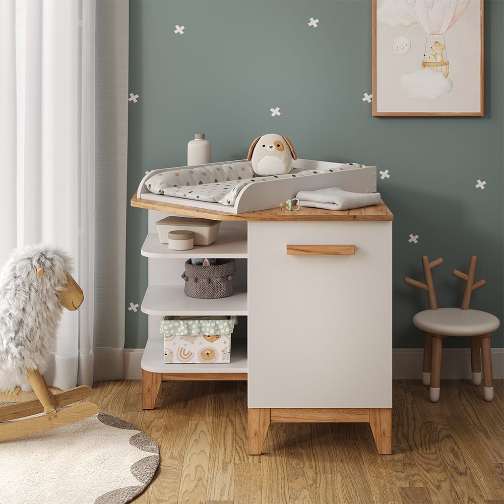 Table à langer avec porte blanche/chêne artisan 85x85,2 cm (VitaliSpa®) - Image 2