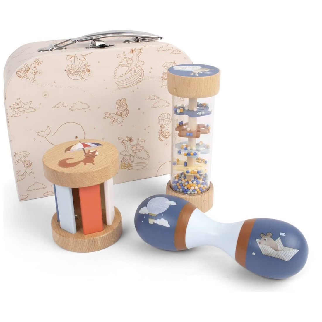 Valisette De Jeu Mes Premiers Jouets Sensoriels En Bois Bleu, Gris, Marron (Filibabba) - Couverture