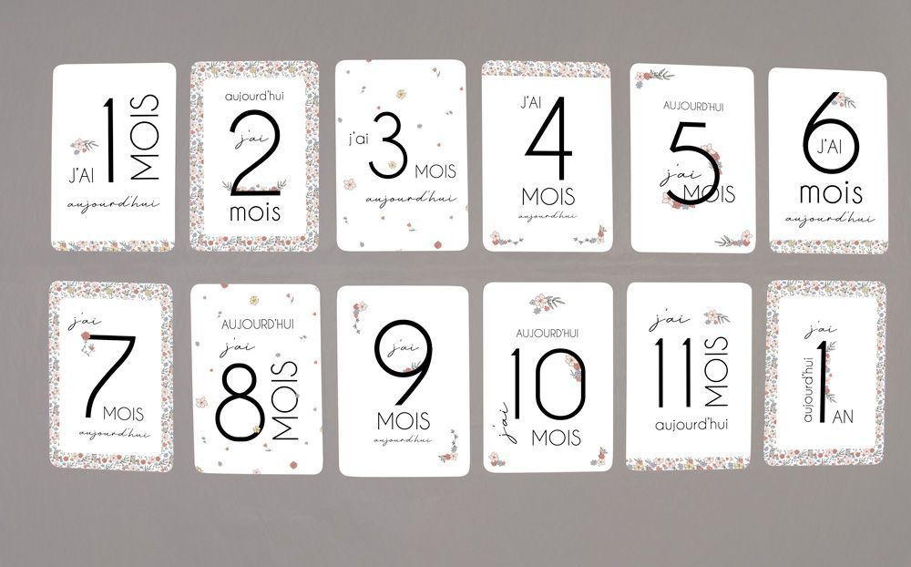 Cartes étapes bébé Liberty pastel (Le Faire-Part Français) - Image 1