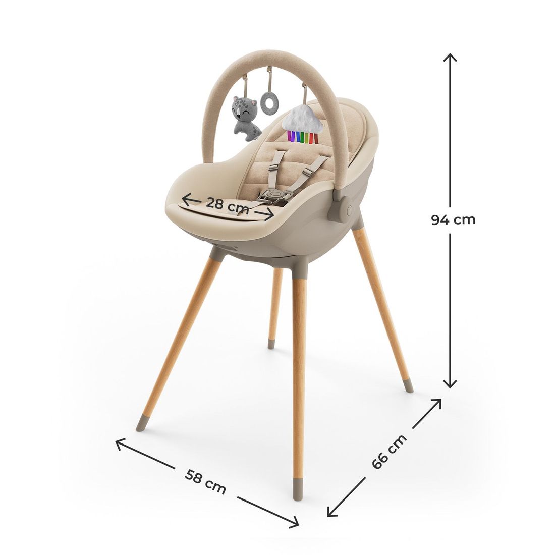 Chaise haute FINI UP 2 en 1 beige (Kinderkraft) - Image 7