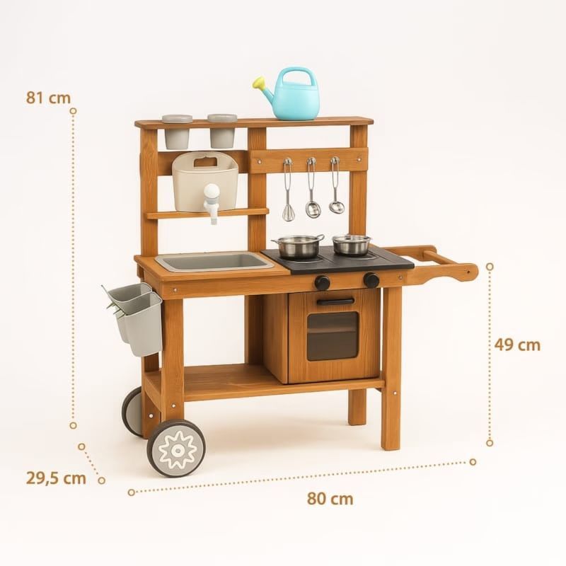 Cuisine d'extérieur en bois enfant - mud kitchen montessori (Jouetapprends) - Image 1