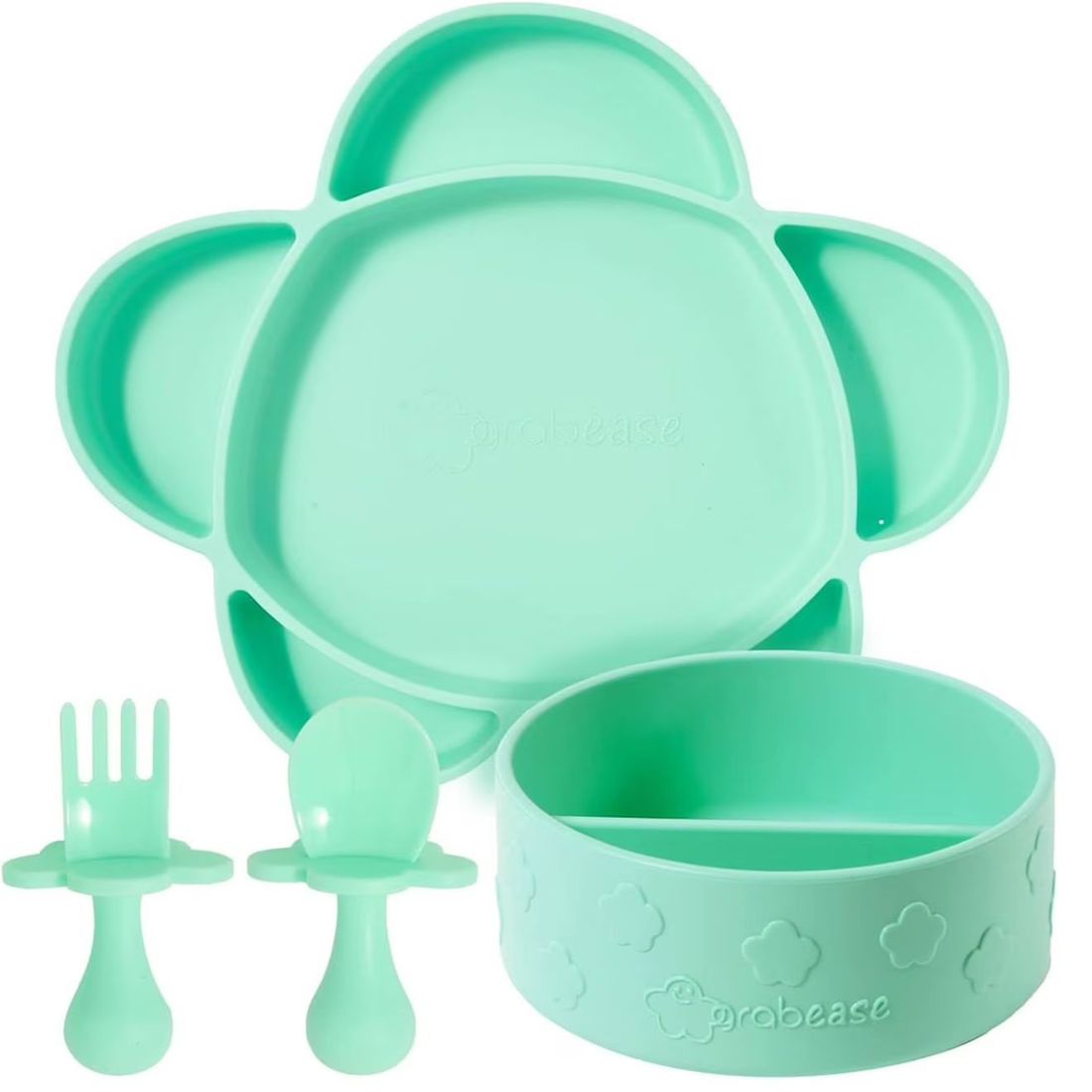 Coffret Repas En Silicone Ventouse 4 Pièces Vert (Grabease) - Couverture