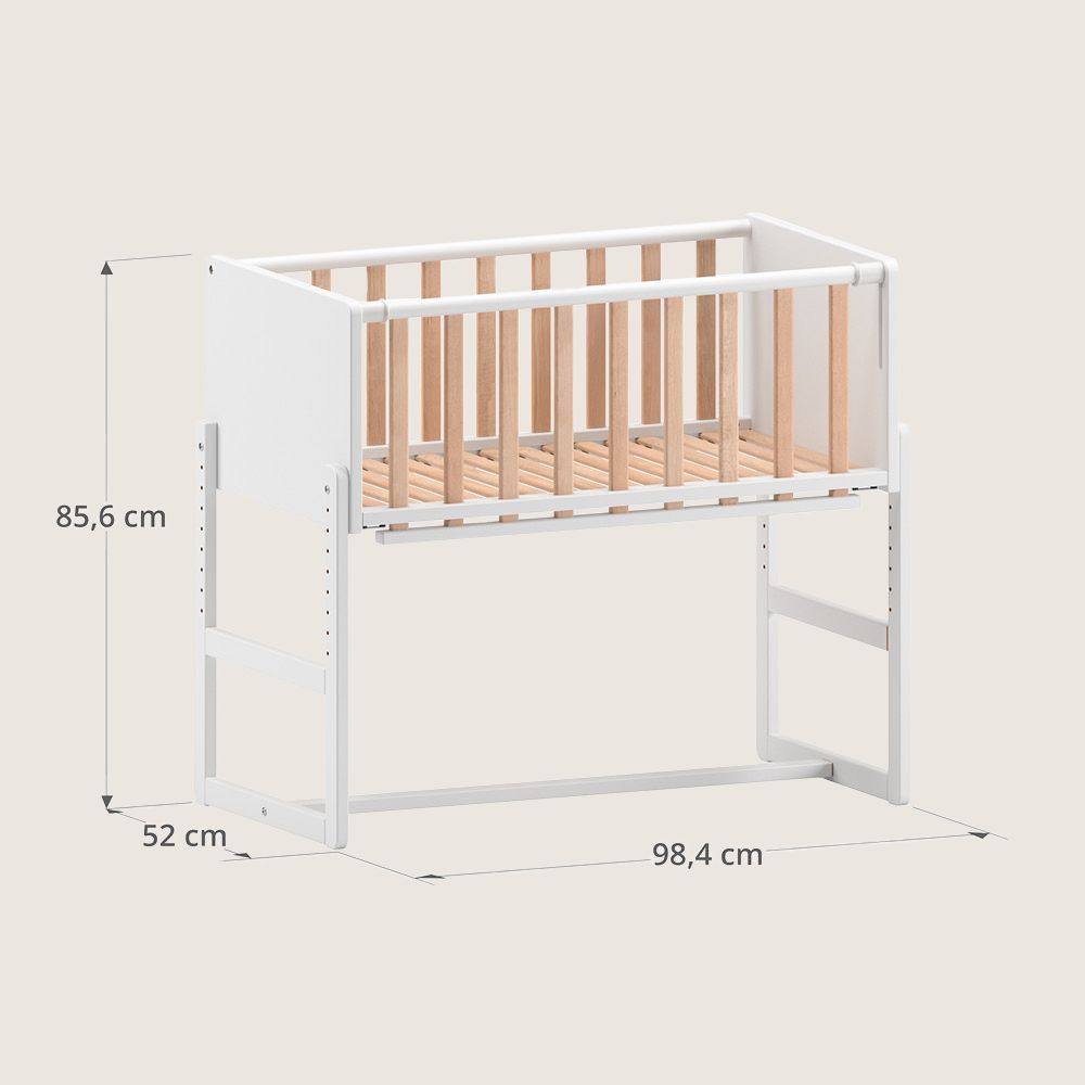 Petite Amélie | Lit cododo Nuage | Lit bébé 2 en 1 | Bois de hêtre massif | Blanc et naturel | 45x90 cm (Petite Amélie) - Image 7