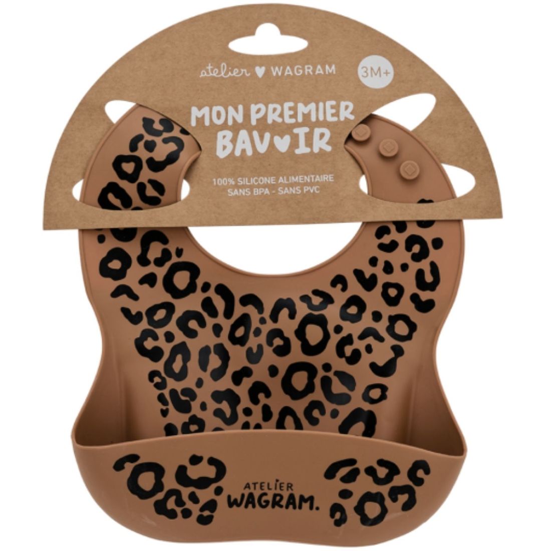 Bavoir en silicone Léopard Marron (Atelier Wagram) - Image 6