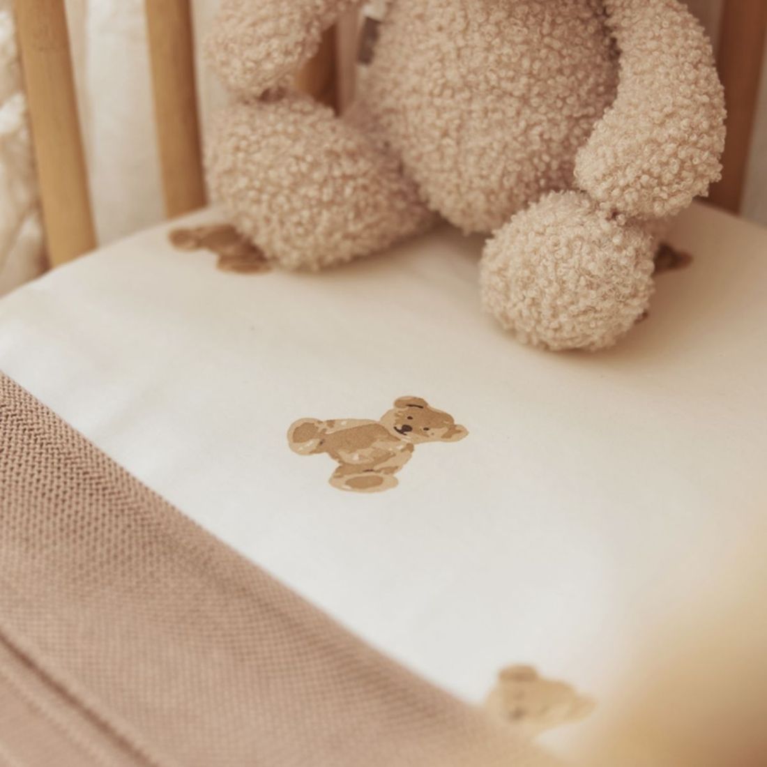 Drap housse en coton ours Teddy Bear (60 x 120 cm) (Jollein) - Image 1