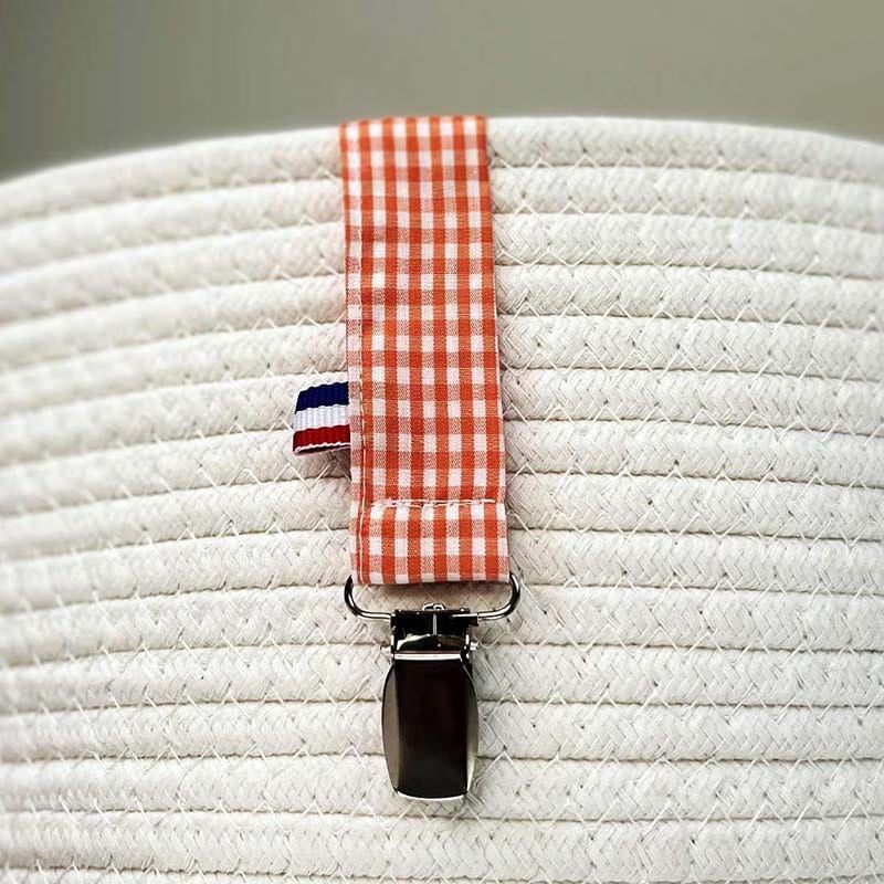 Attache tétine en coton bio teddy vichy (Papate) - Image 1