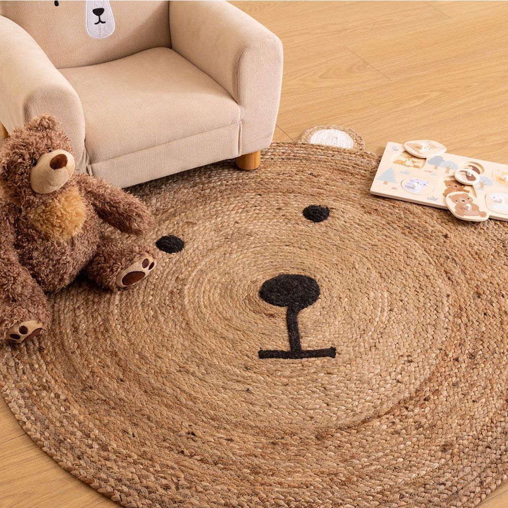 Tapis rond enfant ourson en jute (Atmosphera) - Image 1