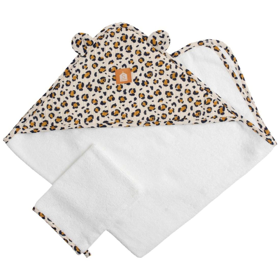 Cape de bain + gant de toilette Léopard (Sauthon) - Couverture