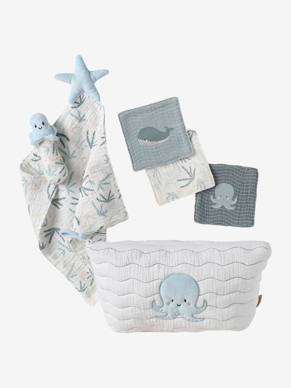 Coffret cadeau naissance SOUS L'OCÉAN bleu grisé (Vertbaudet) - Image 2