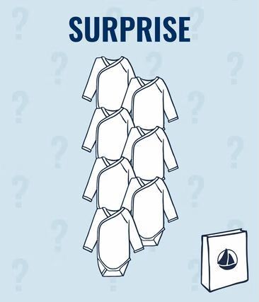 Lot surprise de 7 bodies naissance manches longues bébé (Petit Bateau) - Image 1