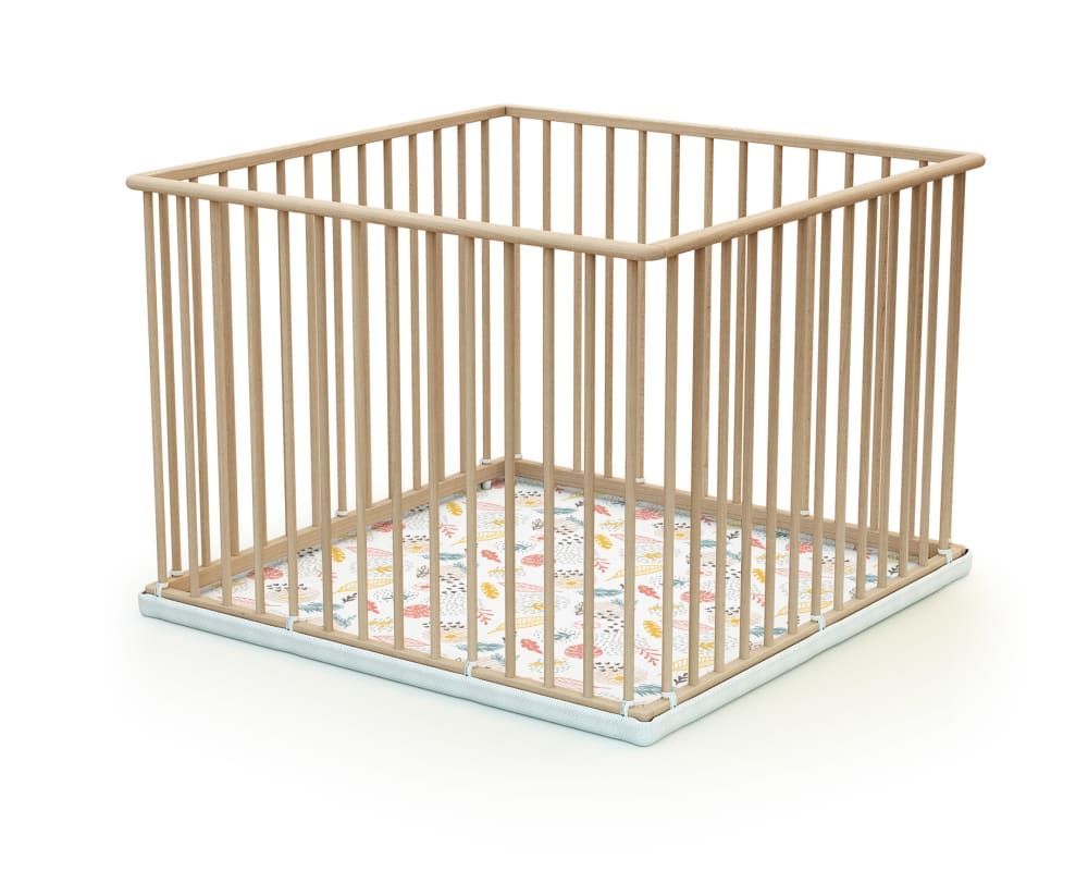 Parc bébé en bois hêtre brut 100 x 100 cm cubo (Webaby) - Couverture