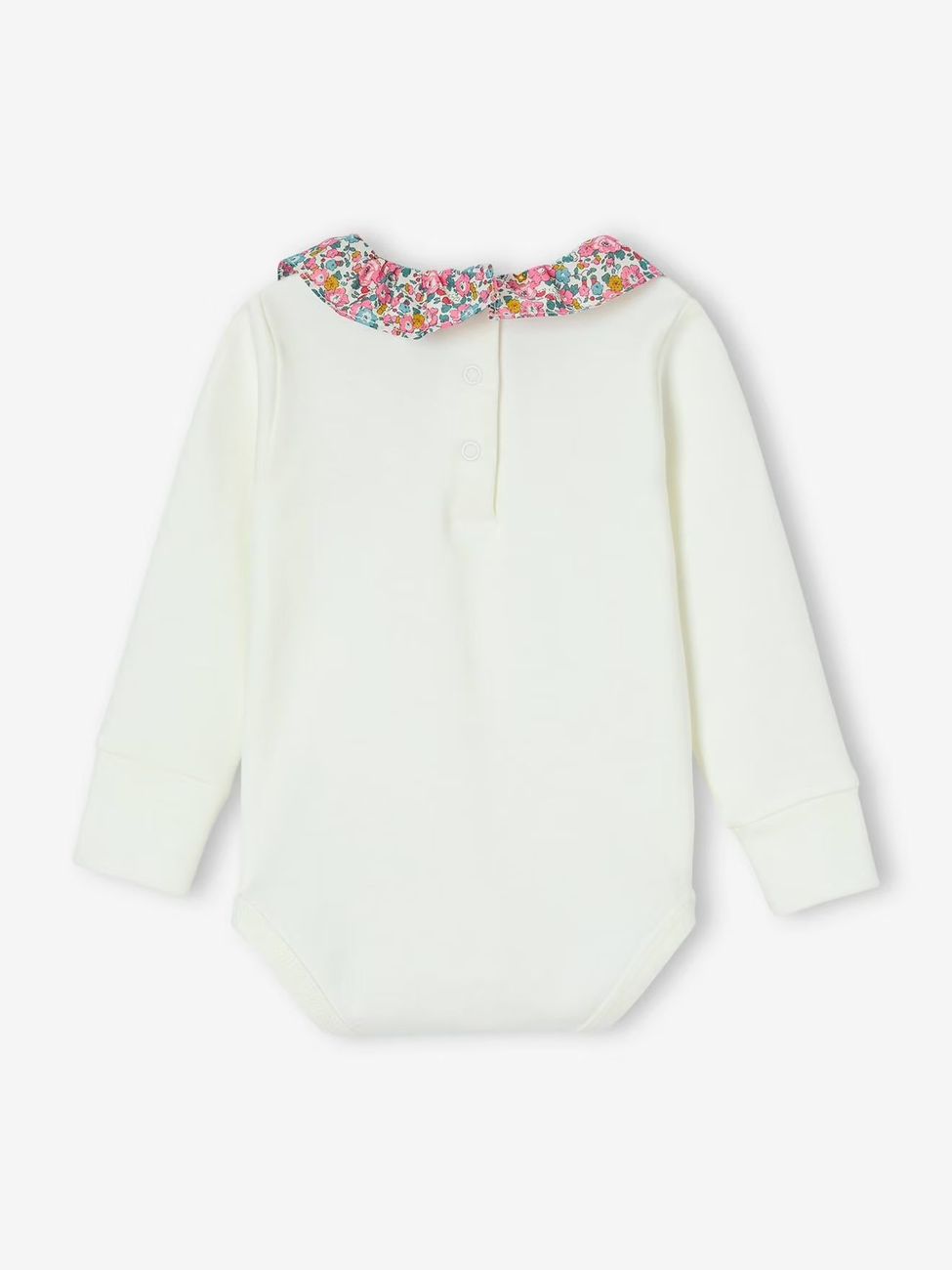 Body bébé fille évolutif col en tissu Liberty personnalisable écru (Envie De Fraise) - Image 1