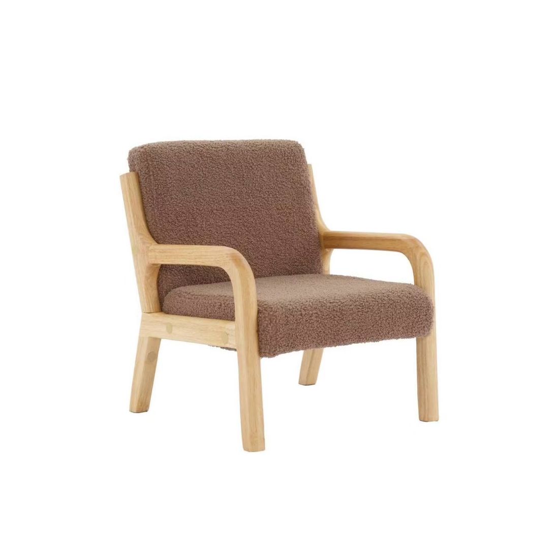 Fauteuil Scandinave Enfant Bois D'hévéa Et Bouclette Lorens Kids. Marron (sweeek) - Image 1