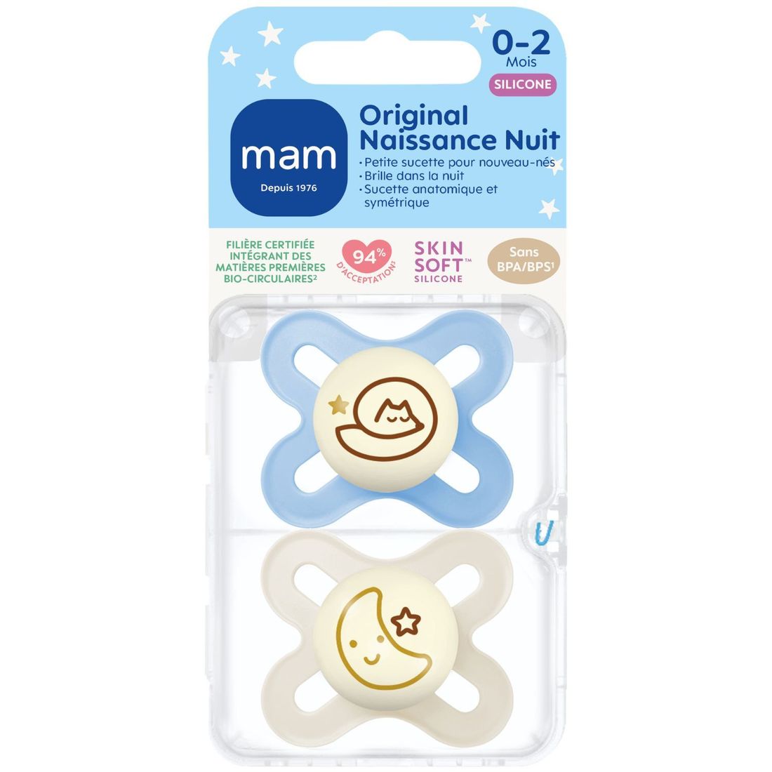 Lot de 2 sucettes Original Naissance Nuit coloris aléatoire (0-2 mois) (Mam) - Image 6