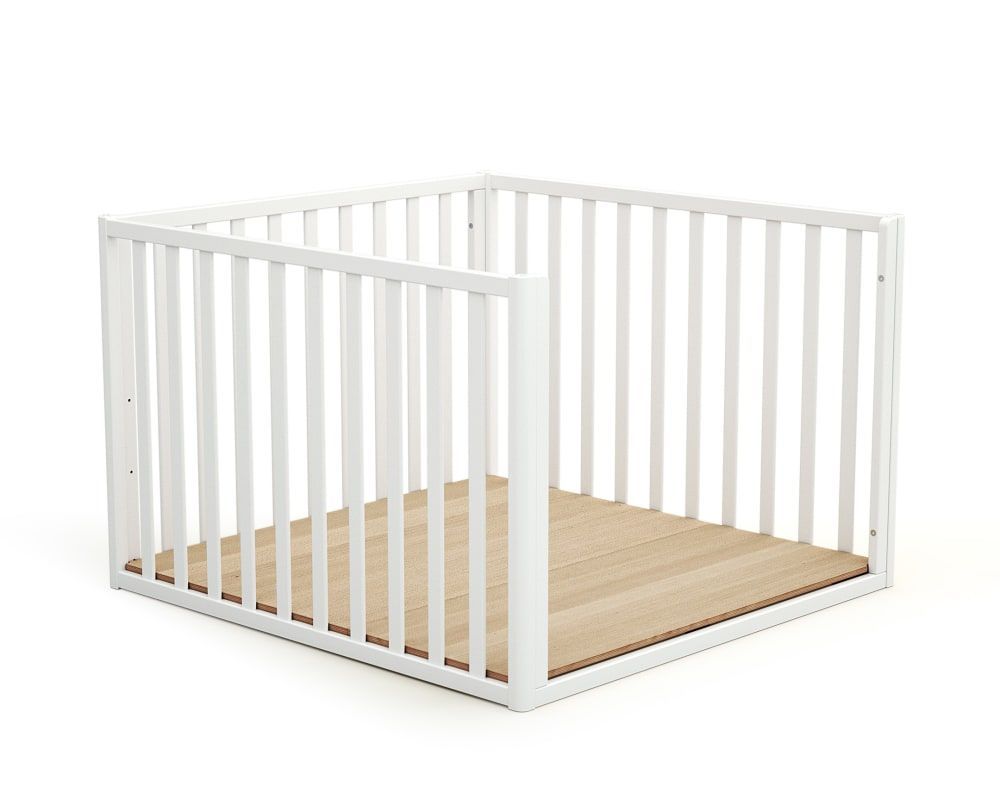 Parc bébé évolutif en bois blanc 100 x 100 cm (Jurababy) - Image 1