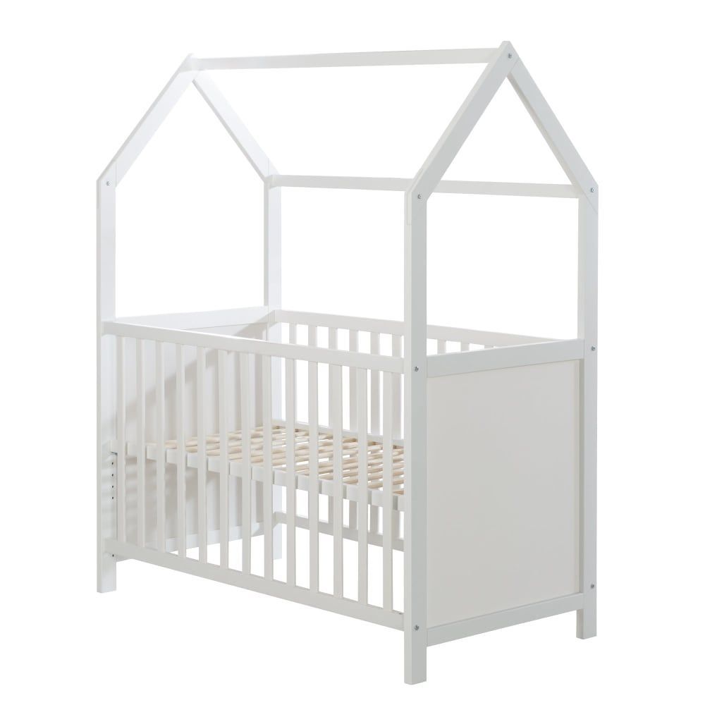 Lit cabane bébé 60x120 en bois blanc (Roba) - Image 1