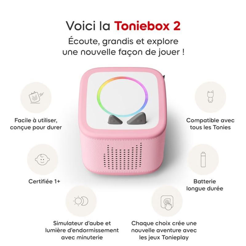 Pack toniebox 2 - boite à histoires - princesses elsa et vaiana - rose fleur (tonies) - Image 1