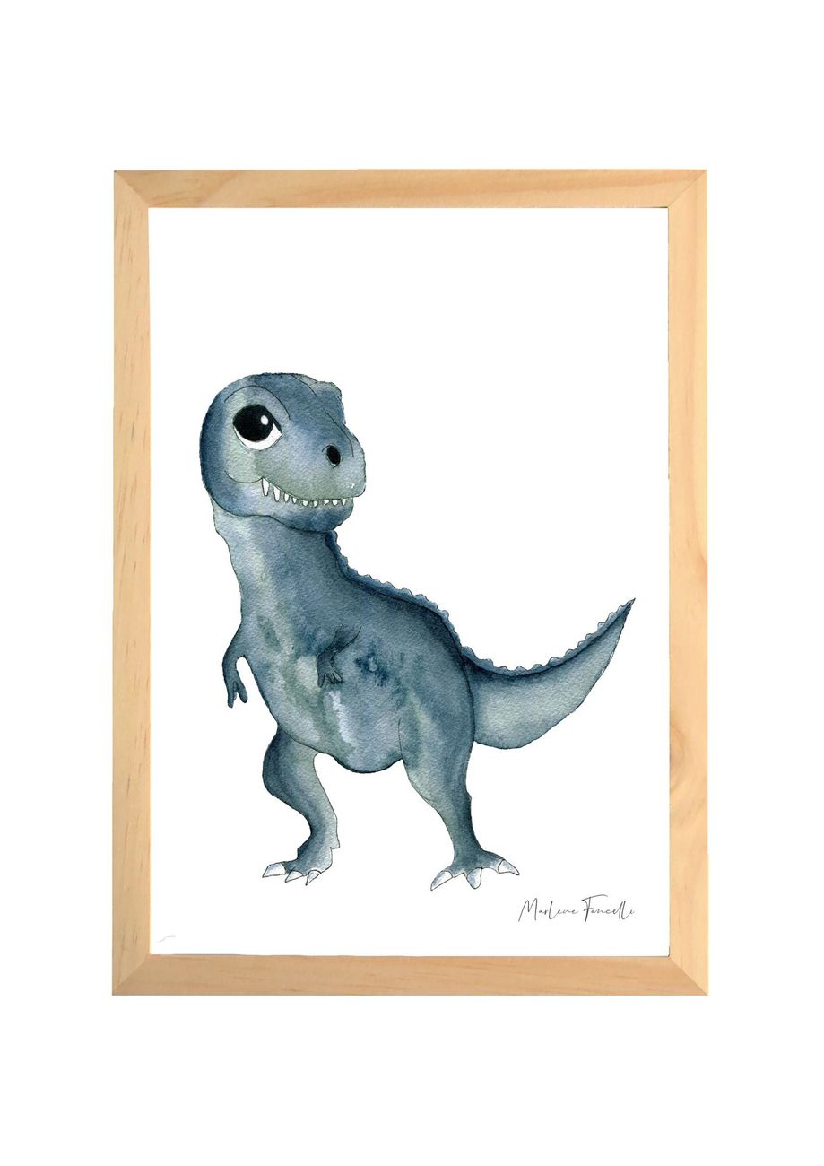 Affiche T-Rex aquarelle pour chambre bébé Rex décoration dinosaure enfant (Les Aquarelles de Marlène) - Image 1