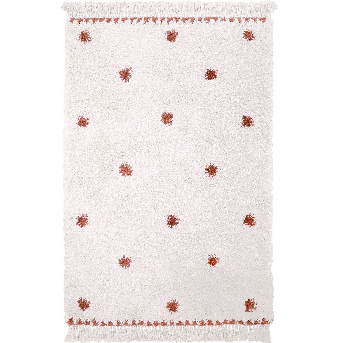 Tapis rectangulaire pois terracotta Wooly (100 x 150 cm) (Nattiot) - Image 1
