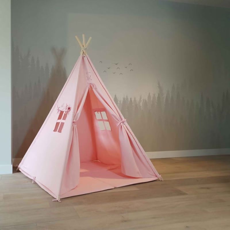 Tente tipi rose pour enfant bois fsc et (Sunny) - Image 1