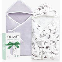Lot de 2 serviettes à capuche pour bébé – Douche Nouveau-né (Momcozy) - Image 1