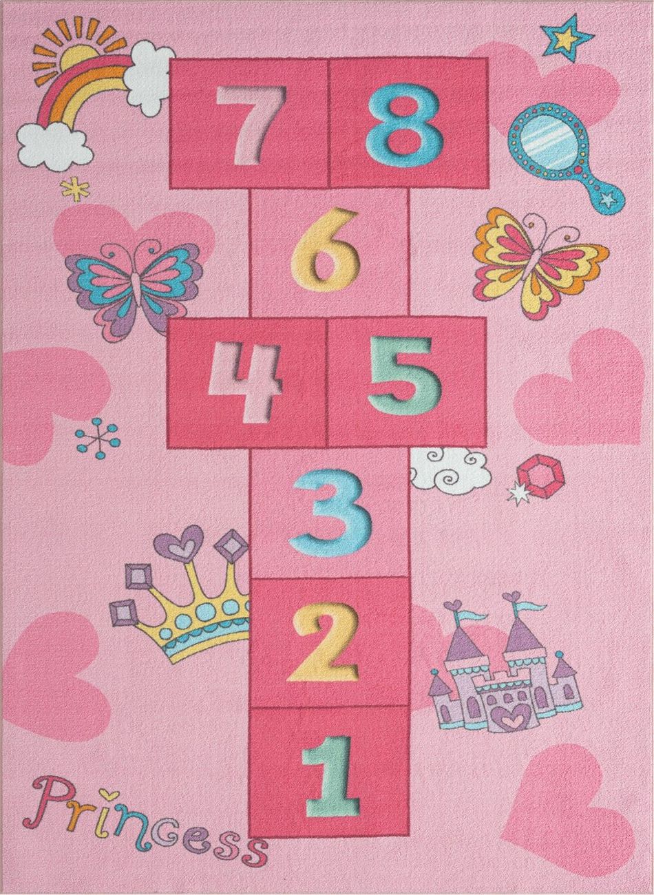 Tapis parc enfant fille princesse, rose, 140 x 200 cm (The carpet) - Image 1