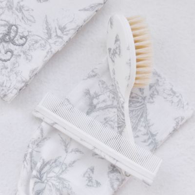Brosse et peigne imprimé inspiration Toile de Jouy gris (Tartine et Chocolat) - Image 2