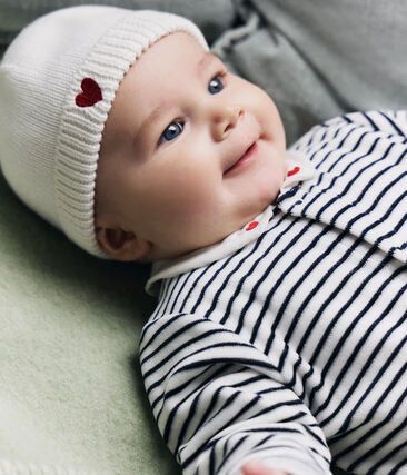 Bonnet naissance mixte en coton tricoté (Petit Bateau) - Image 1