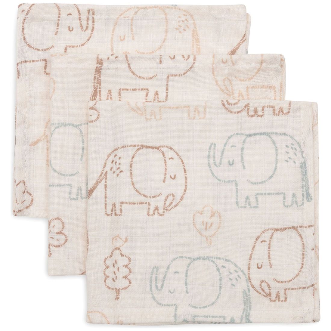 Lot de 3 mini langes en gaze de coton Elephant Tales (31 x 31 cm) (Jollein) - Couverture