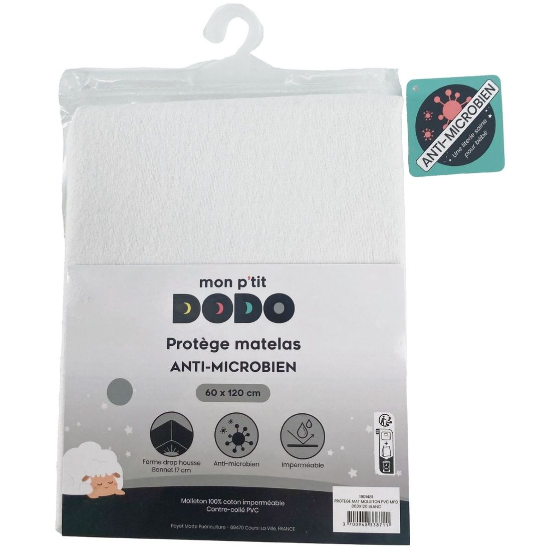 Protège matelas antibactérien (70 x 140 cm) (Mon P'tit Dodo) - Image 2