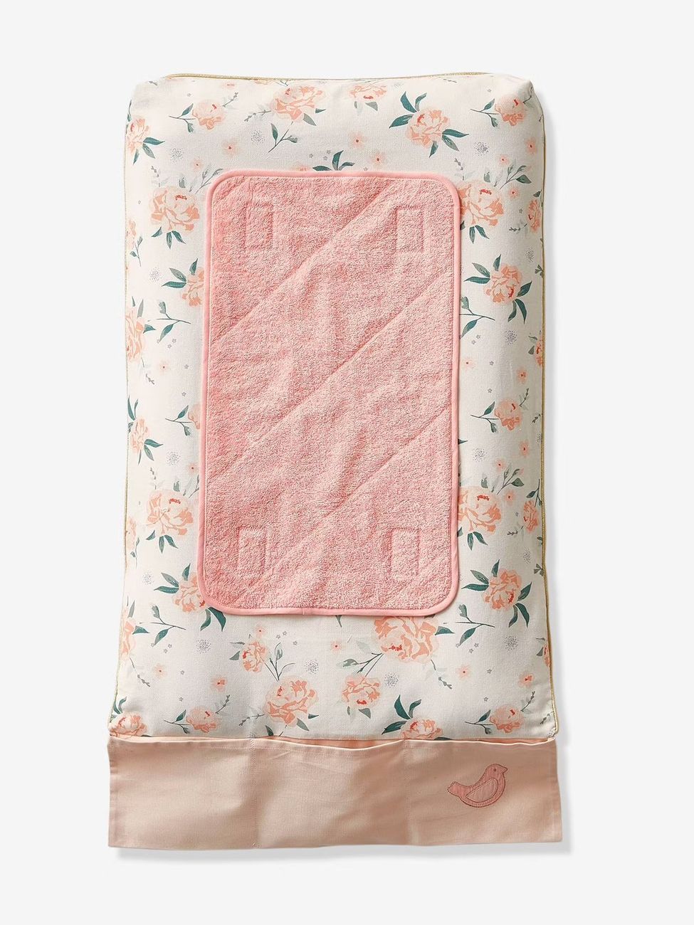 Lot 2 serviettes de rechange matelas à langer rose pâle + blanc (Vertbaudet) - Image 1