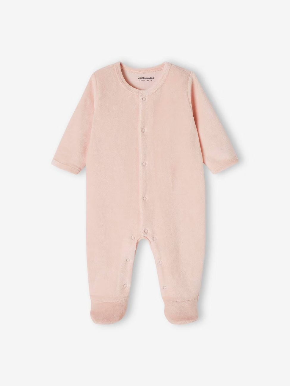 Lot de 3 pyjamas bébé mixte en velours ouverture naissance lot bois de rose (Vertbaudet) - Image 2