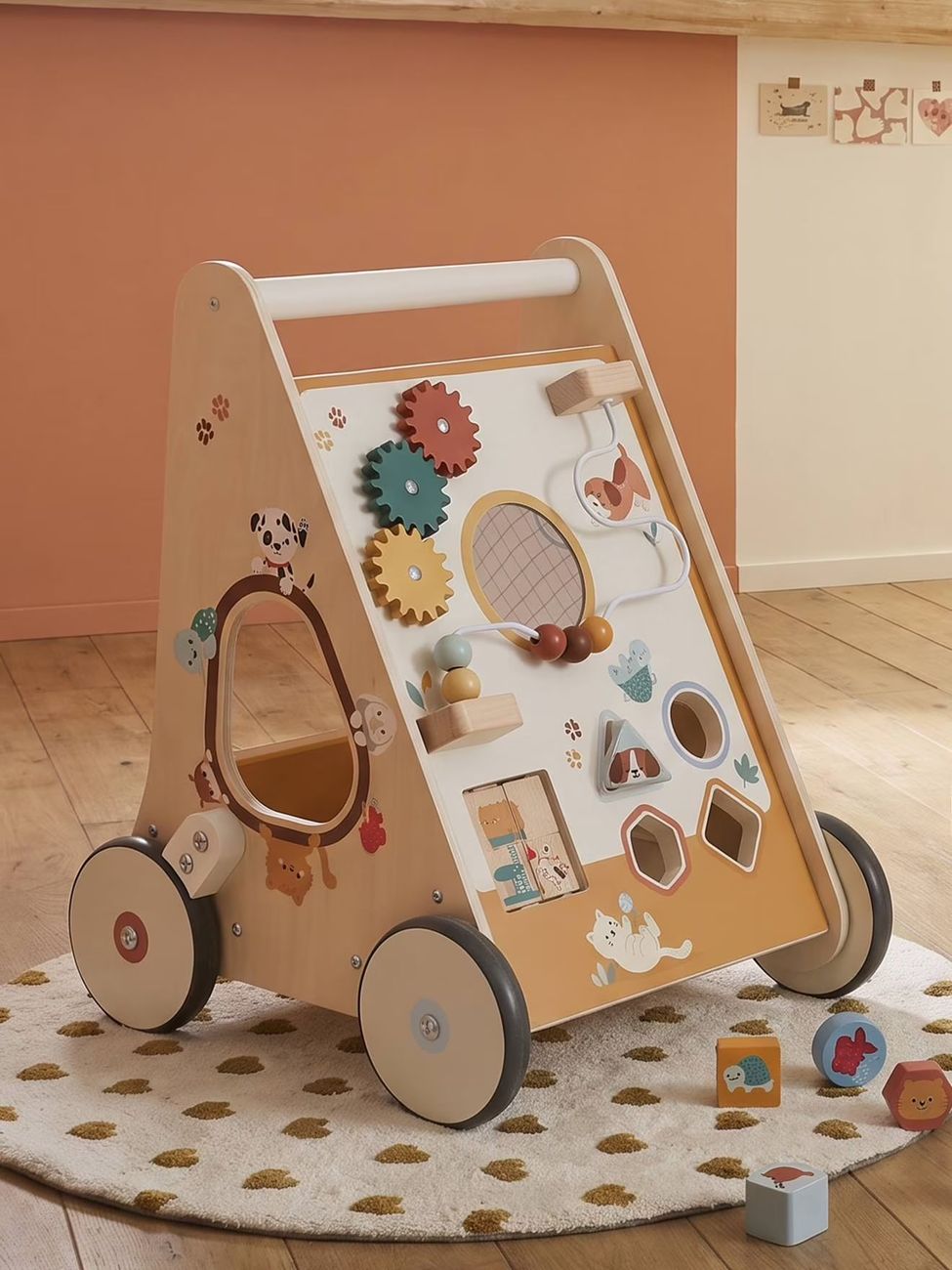 Chariot de marche avec freins en bois FSC® big family (Vertbaudet) - Image 1